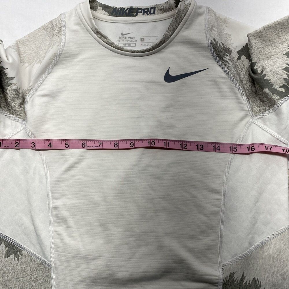 Nike Pro Hyperwarm Fitted Long Sleeve Shirt Men’s Small White Grey Camo - Picture 8 of 10